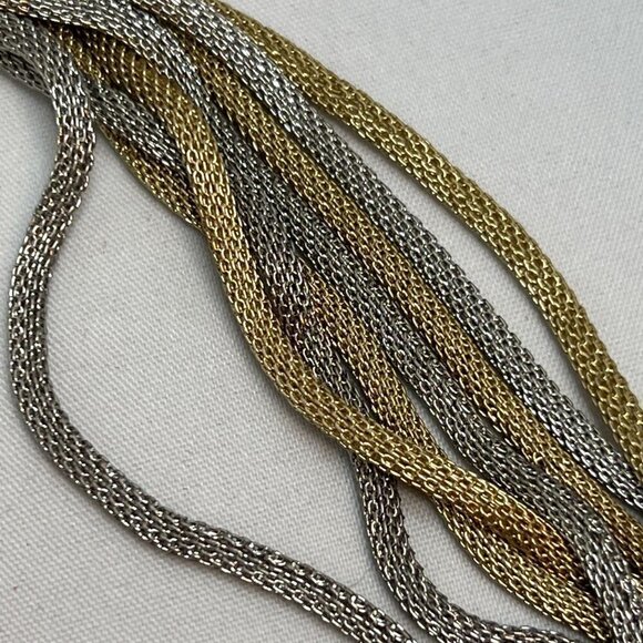Ballet silver and gold corded chain with hammered gold beads necklace - Picture 7 of 7